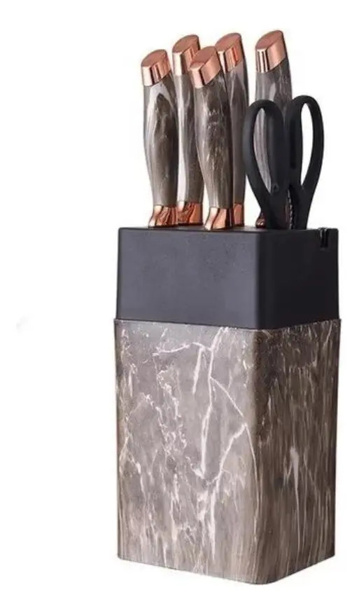 Set Cuchillos De Cocina 7 Piezas Con Bloque Rectangular