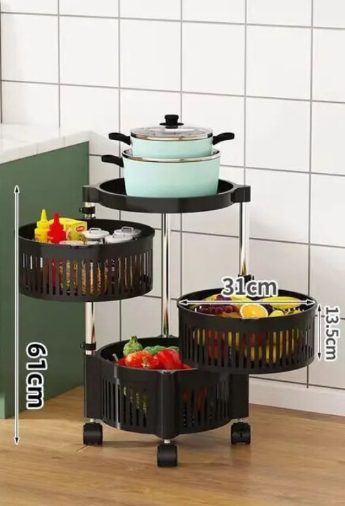 Carrito Organizador Verdulero Frutero Giratorio 3 Estantes - Imagen 10