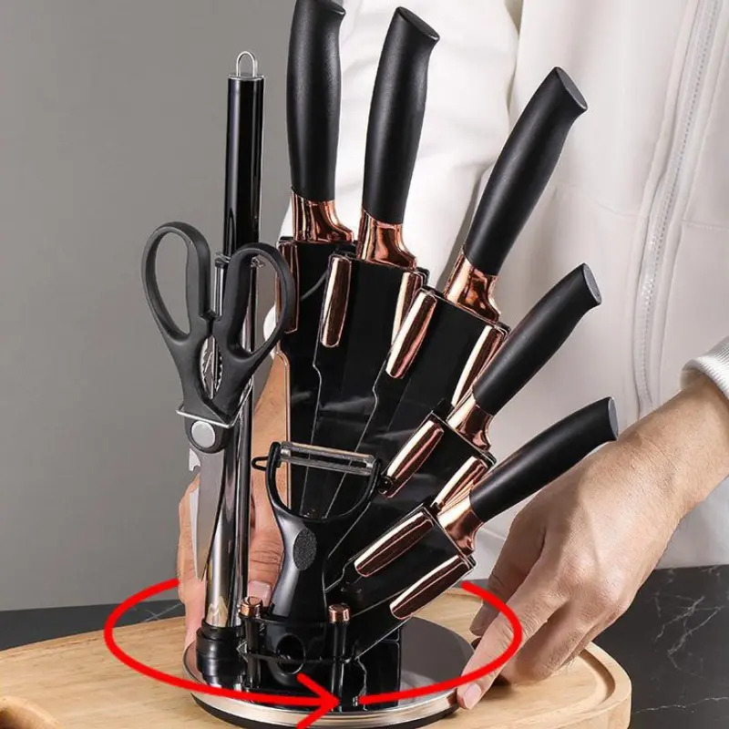 Set De Cuchillos Premium 9 Piezas Con Soporte Giratorio Liso - Imagen 18