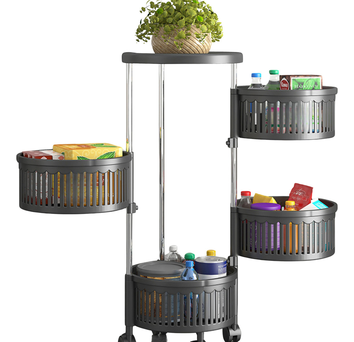 Carrito Organizador Verdulero Frutero Giratorio 4 Estantes - Imagen 2