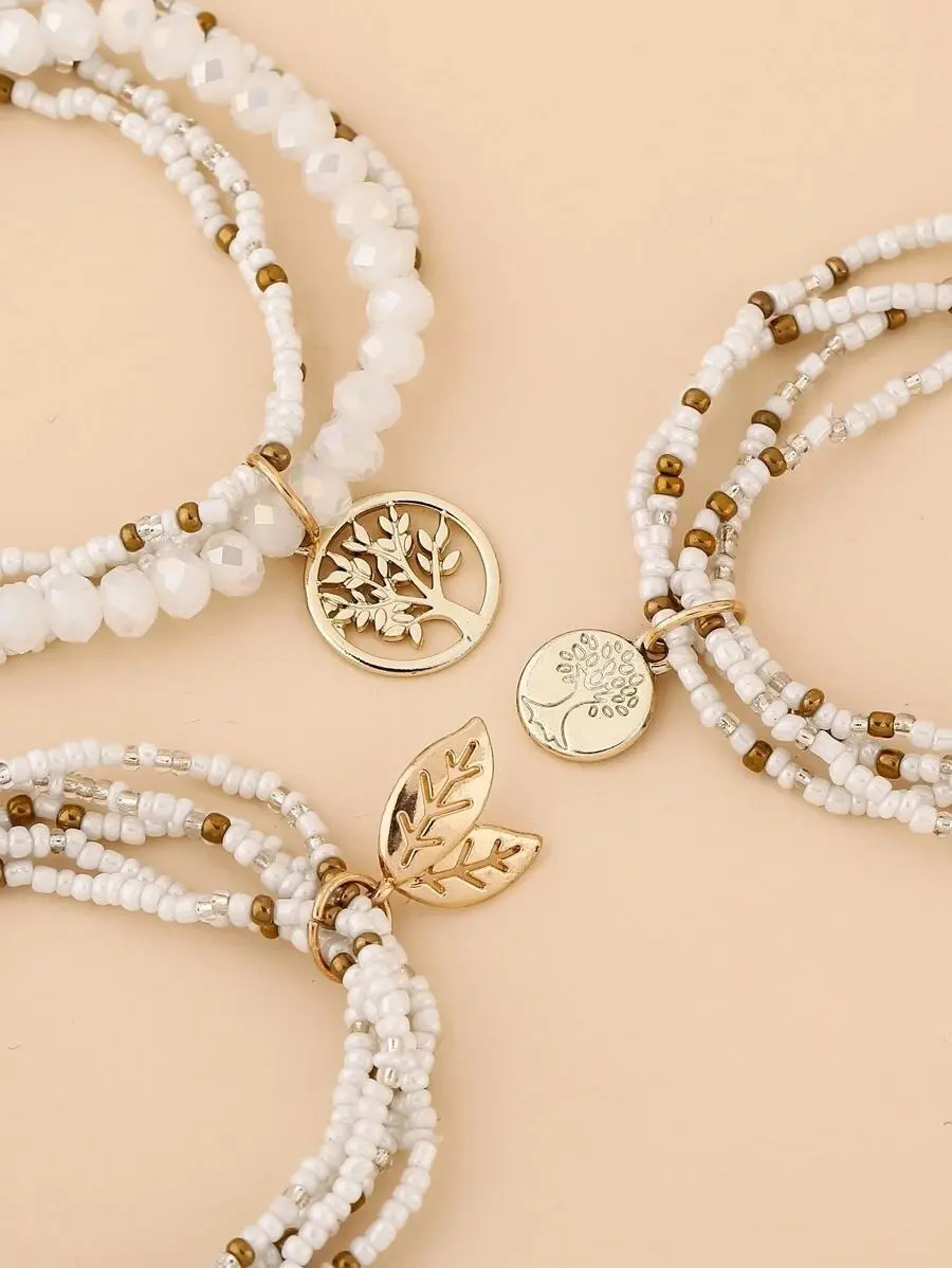 Pulsera Brazalete Casual Detalles Árbol Mostacilla Pnl - Imagen 2