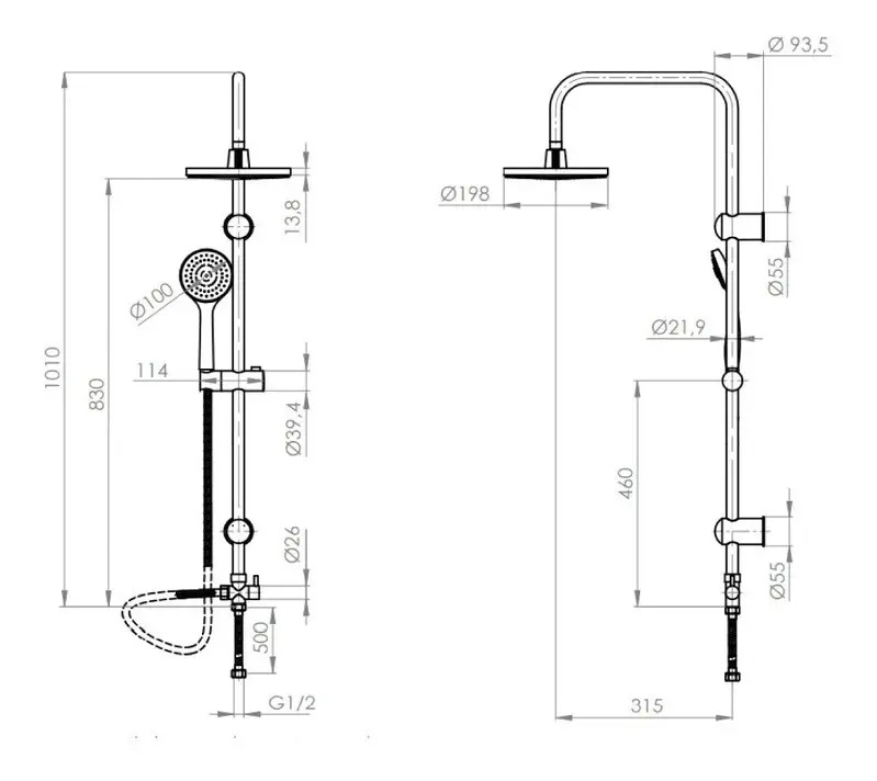 Columna De Ducha Grifo Plato Llave Modelo Rimini Stretto - Imagen 7