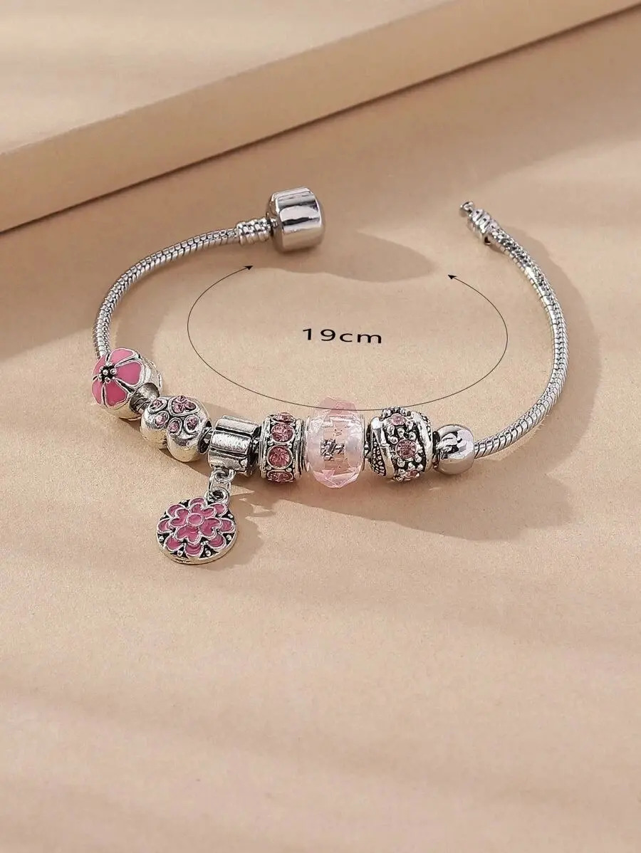 Pulsera Diseño Elegante De Flores Y Diamantes De Metal Pnl - Imagen 6
