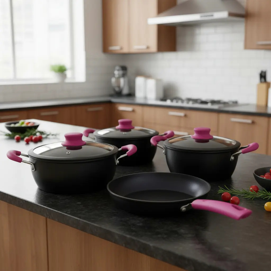 Batería Antiadherente De Cocina 7 Piezas Línea Cherry  Vitta
