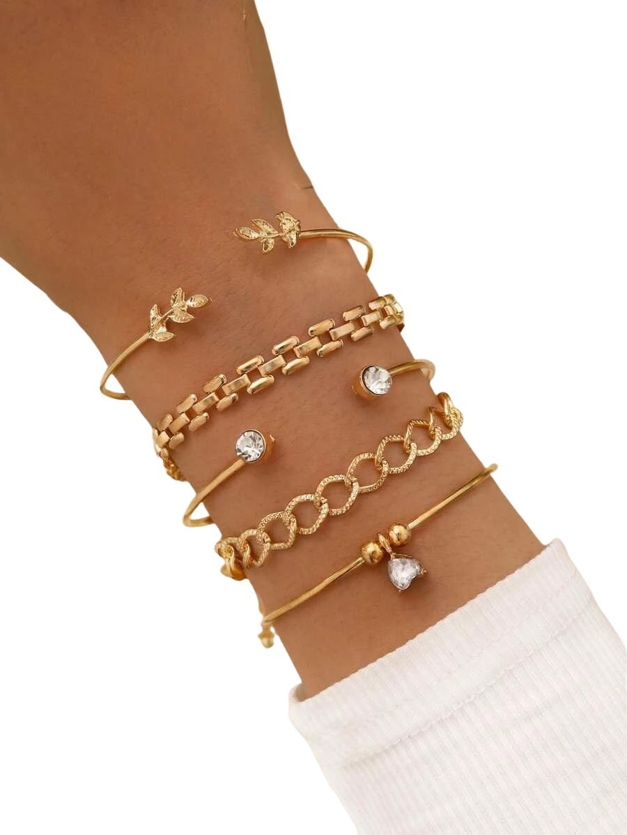 Pulsera Brazalete Casual Elegante Piedra Imitación Set 5 Pnl