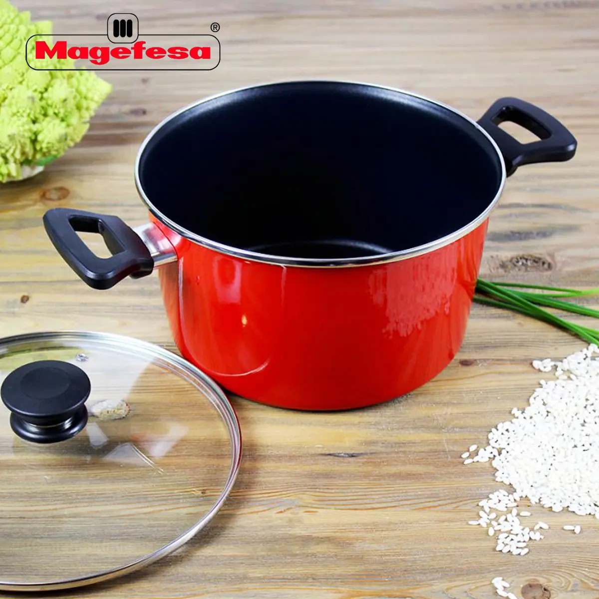 Batería Cocina Magefesa Roja Set 7 Piezas Acero Vitrificado - Imagen 8