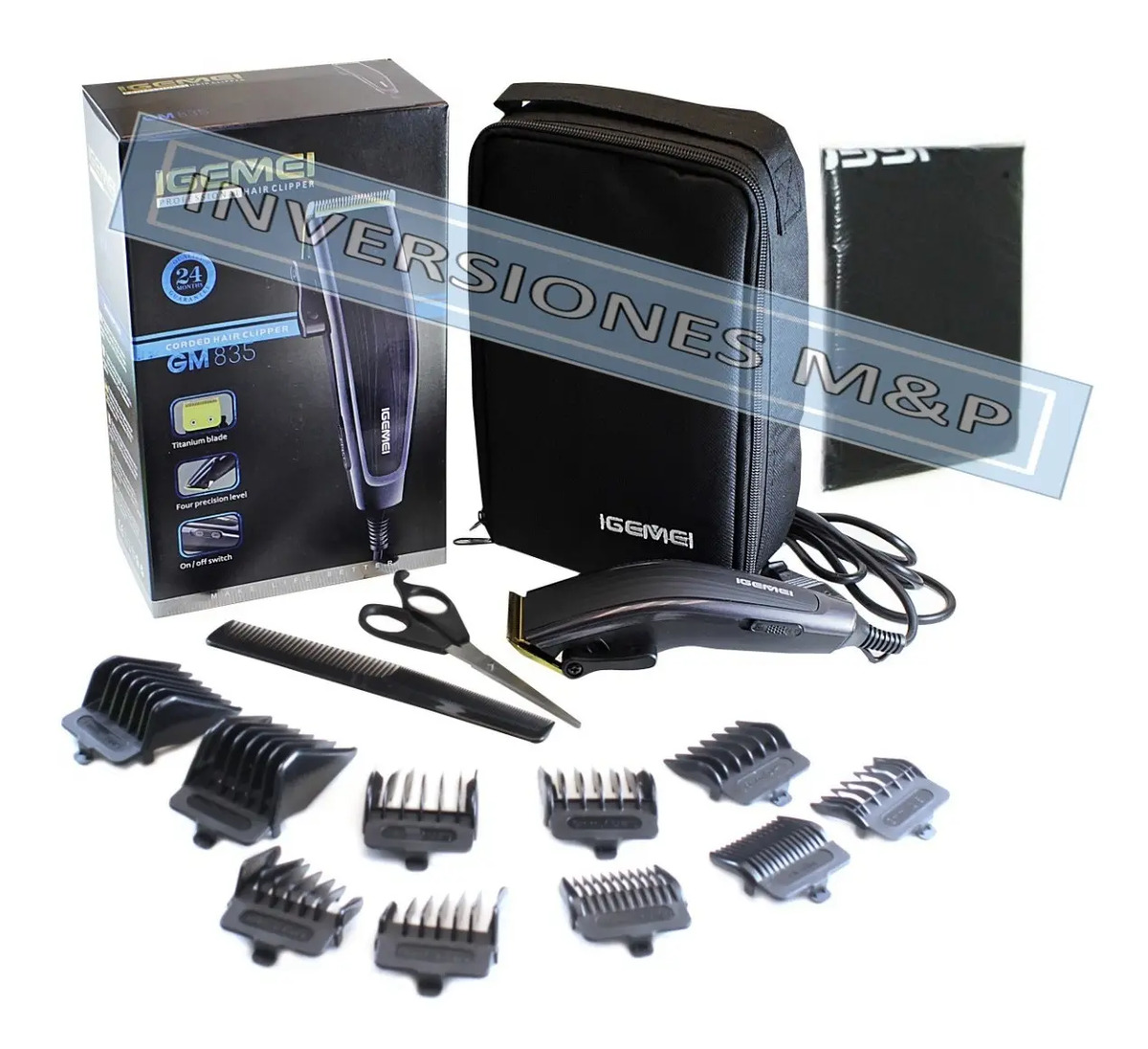 Cortadora De Pelo Profesional 9w Kit Barberia 10 Peines Capa