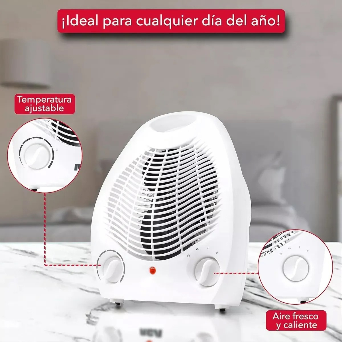 Calentador Termo Ventilador 2 Niveles Con Antivuelco 1800w - Imagen 3