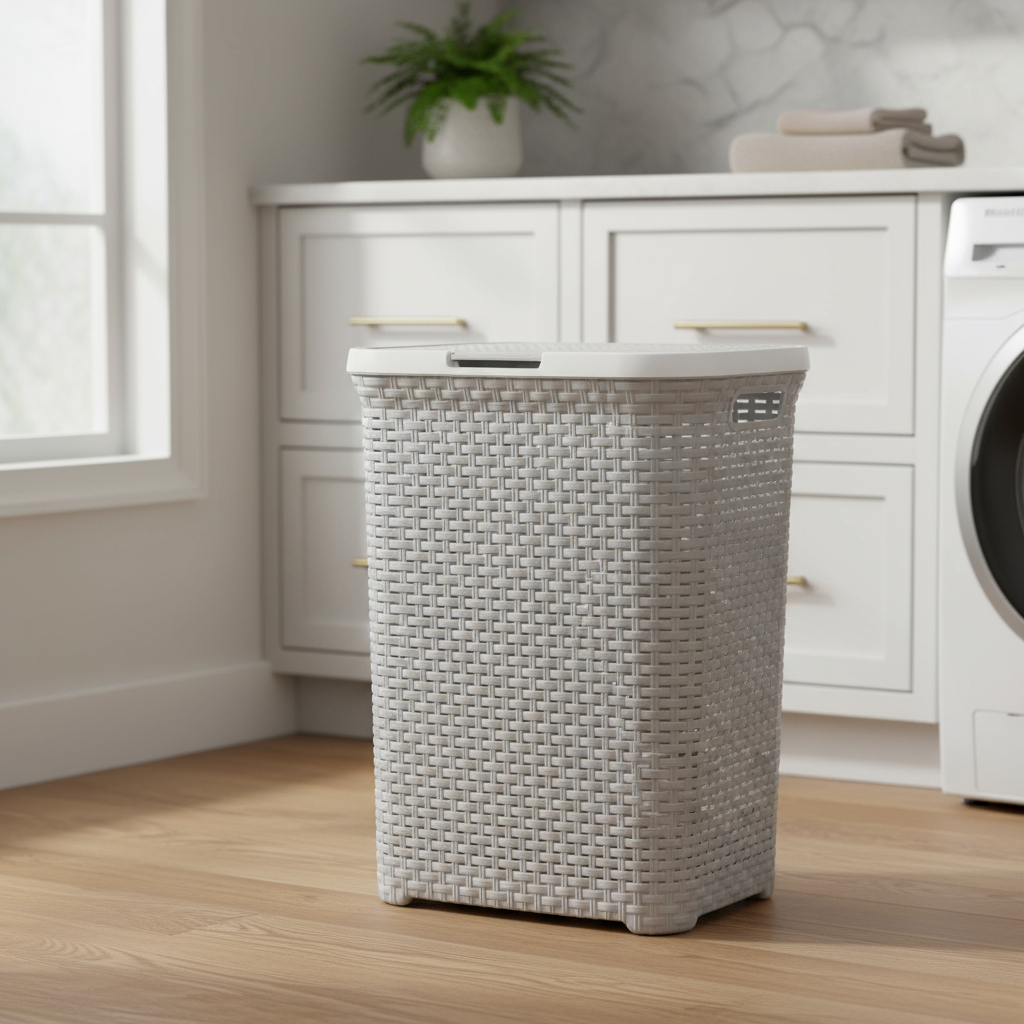 Cesto Canasto Para Ropa Ratan 60 Litros Con Tapa Reyplast - Imagen 4