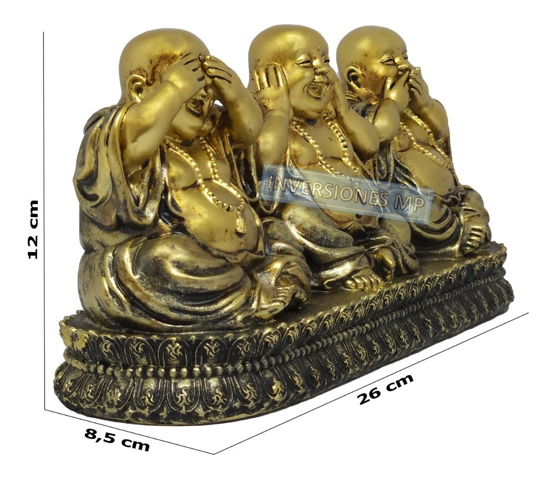 Buda Sabio Ciego Sordo Mudo 3 En 1 Feng Shui Suerte - Imagen 4