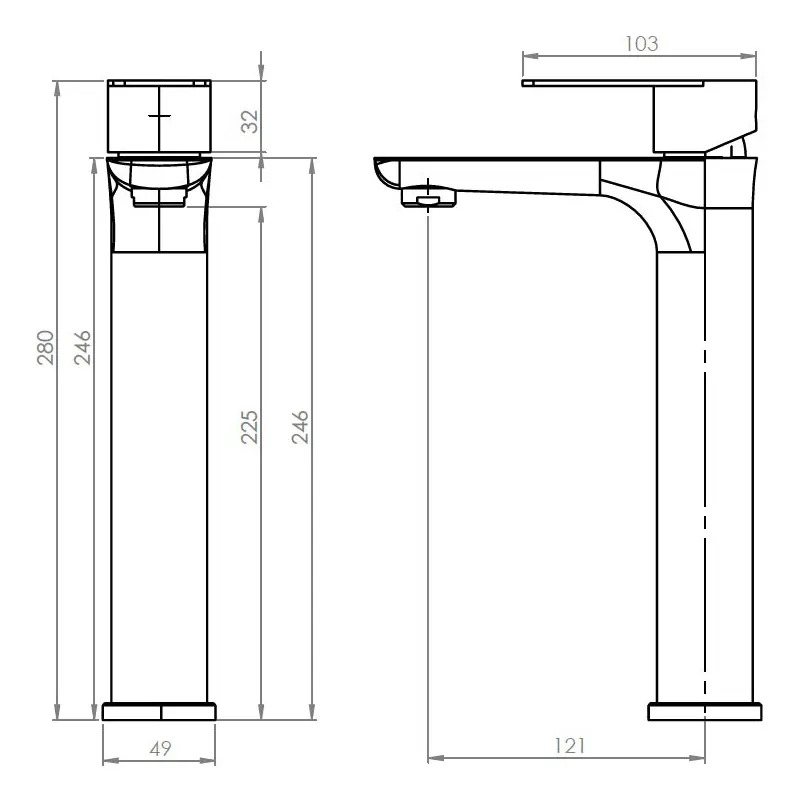 Monomando Lavatorio Llave Modelo Bruna Alto High Stretto - Imagen 3
