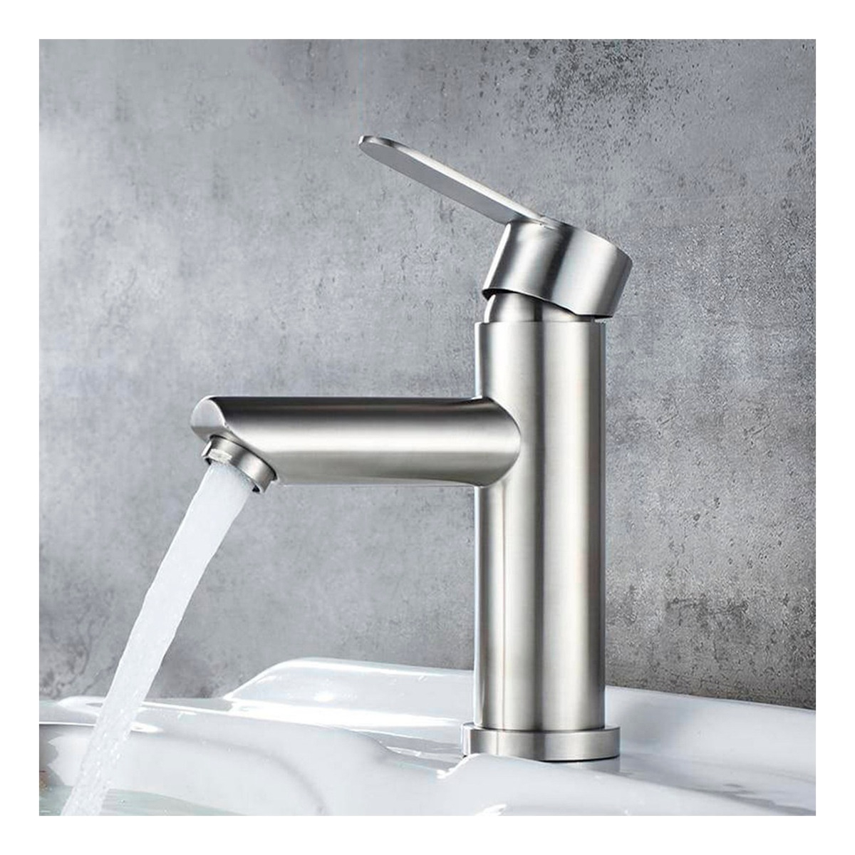 Monomando Lavatorio Lavamanos Modern Inox Plateado Taumm - Imagen 5