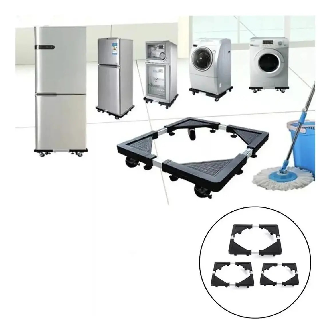 Base Ajustable Multiusos Ruedas Cocina Lavadora Refrigerador - Imagen 3