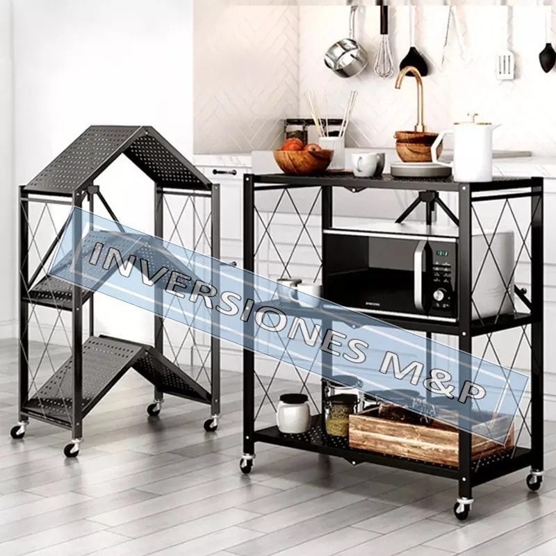 Estante Plegable Organizador Multiusos 3 Niveles Con Ruedas