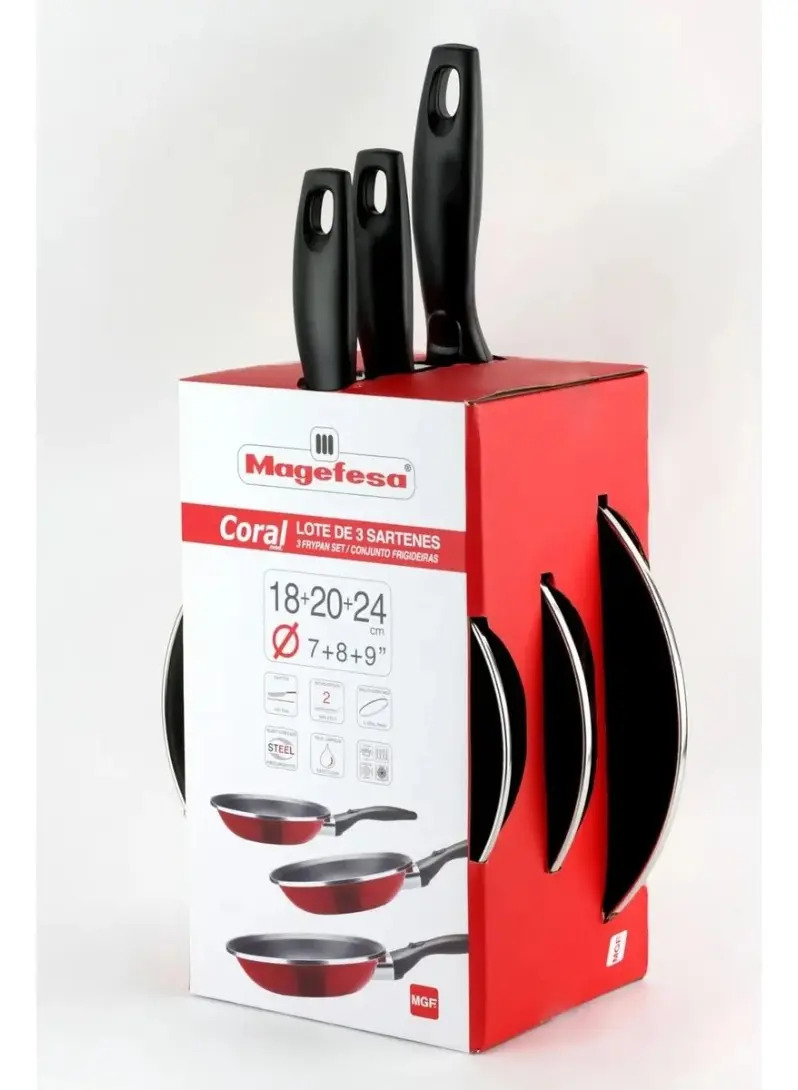 Set 3 Sartenes De Acero Vitrificado 18 20 24 Cm Magefesa - Imagen 5