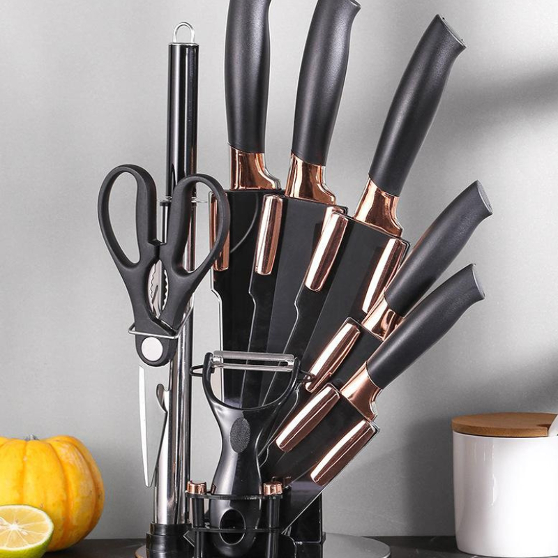 Set De Cuchillos Premium 9 Piezas Con Soporte Giratorio Liso - Imagen 17