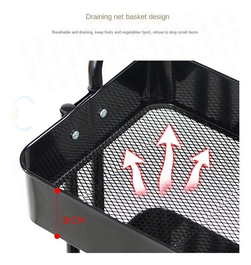 Carro Estante Organizador Con 3 Niveles Y Ruedas Metalico - Imagen 9