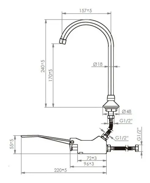 Grifería Lavaplatos Grifo Llave Con Pedal - Imagen 5