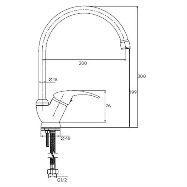 Monomando Grifo Llave Vertical Lavaplatos Fregadero Ornella - Imagen 9