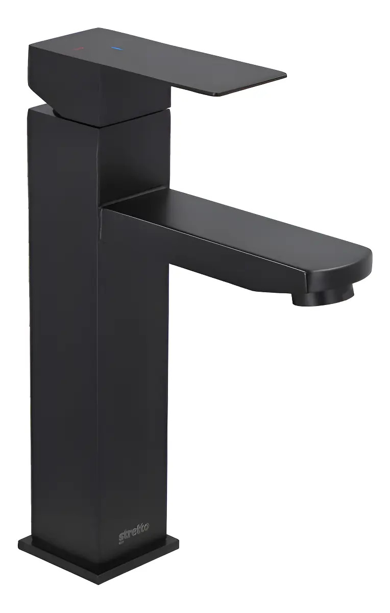 Llave Monomando Lavatorios Alto Legge Negro Mate Stretto