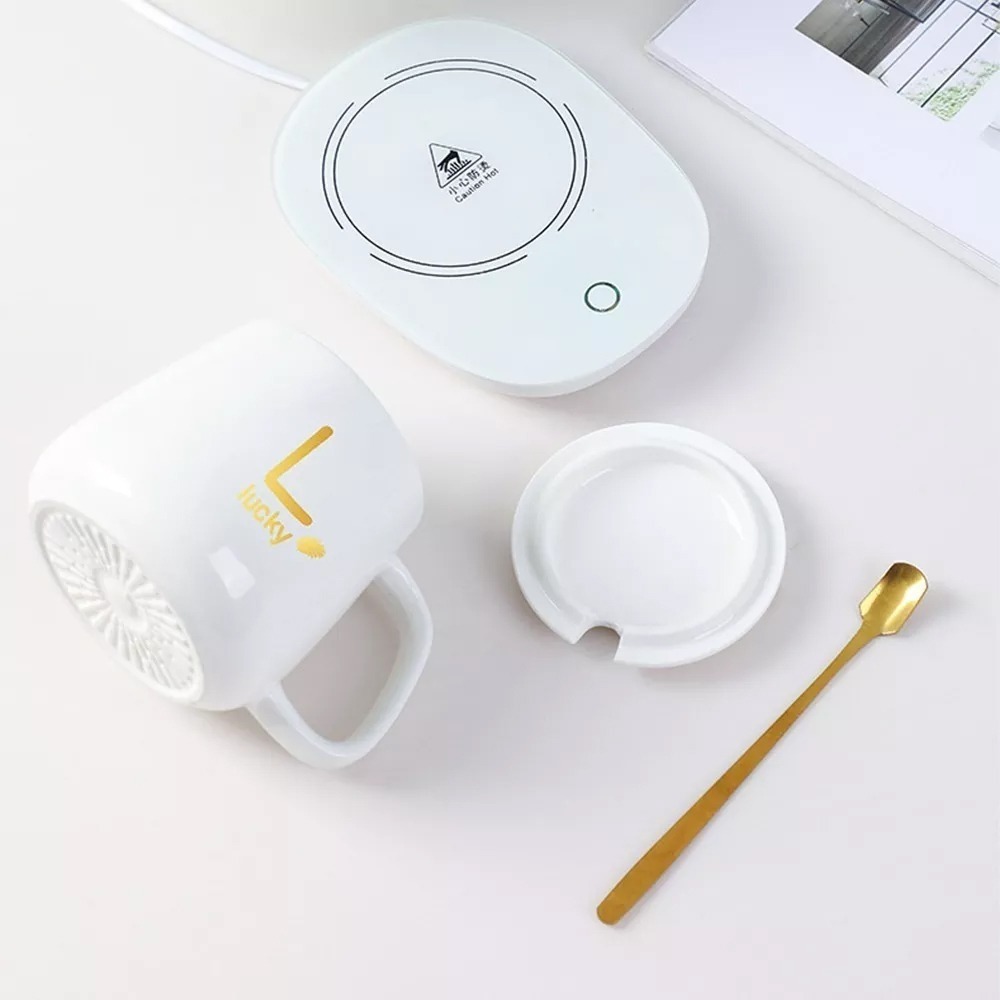 Taza Con Tapa Y Con Calentador Eléctrico Y Cuchara - Imagen 23