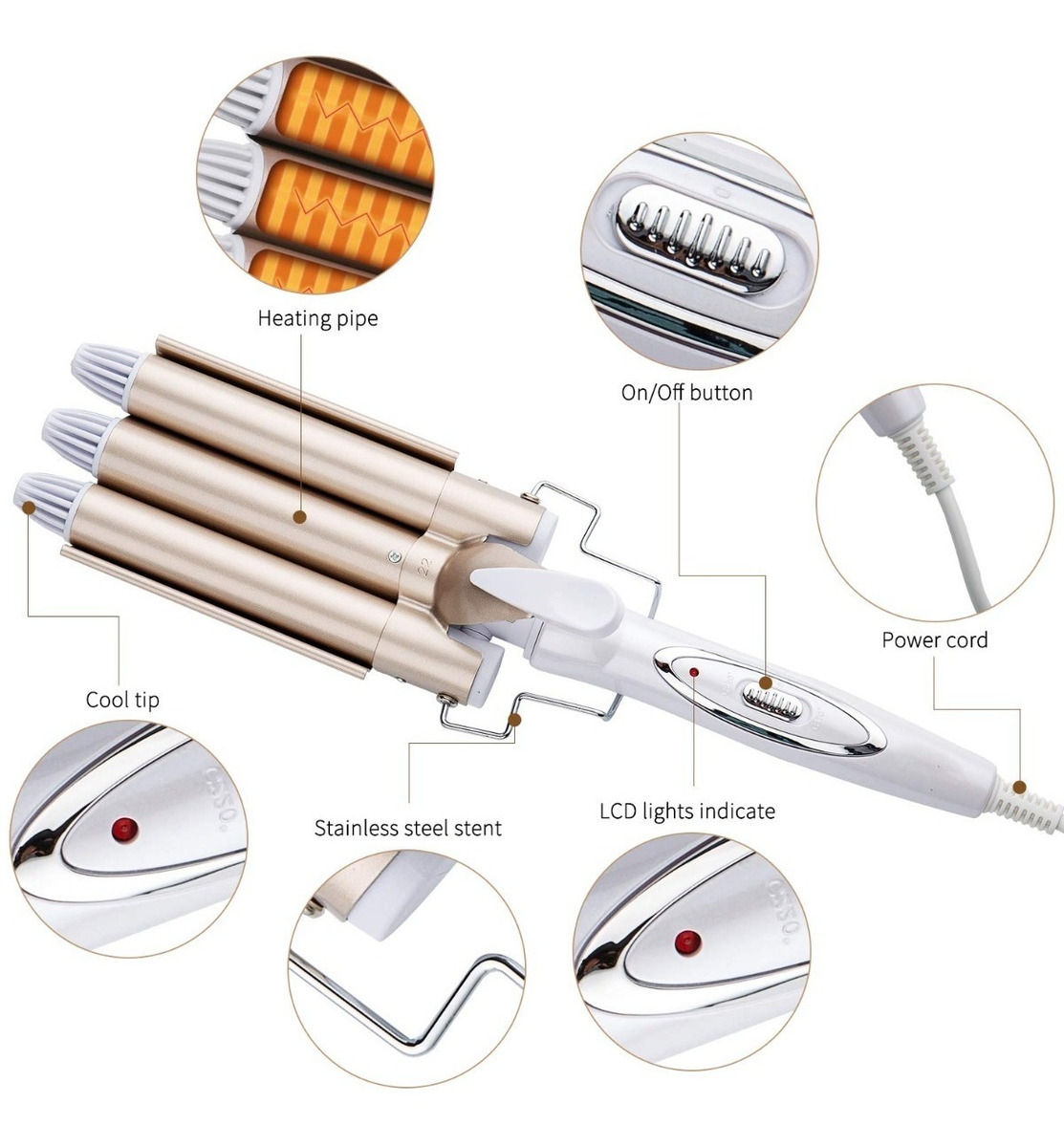 Ondulador Rizador De Pelo Profesional Triple - Imagen 10