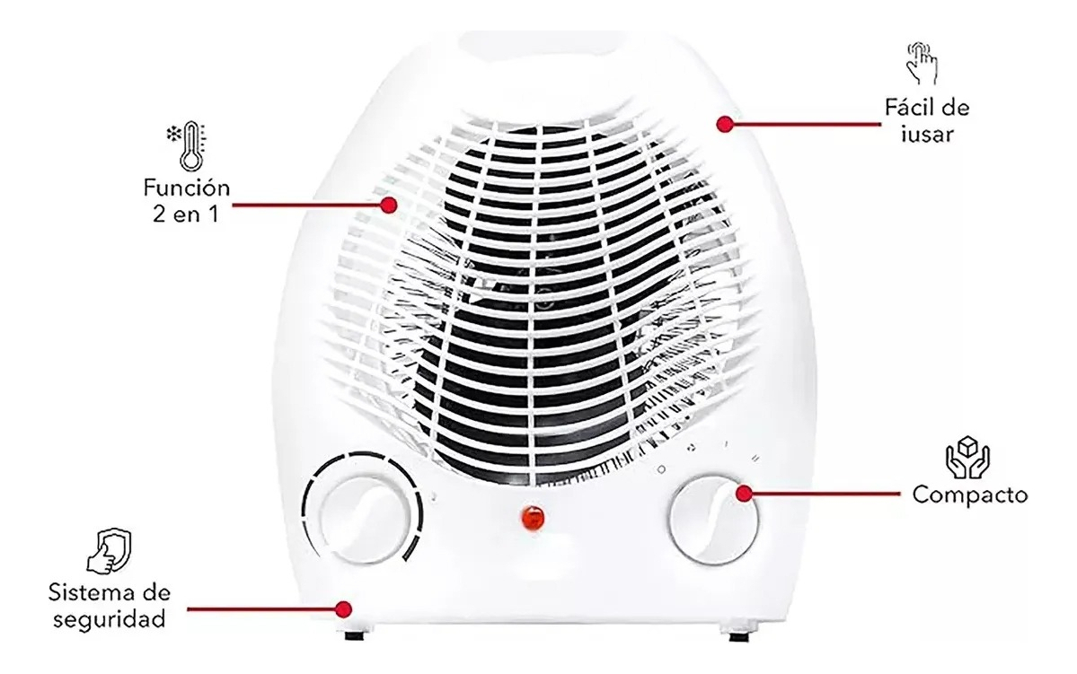 Calentador Termo Ventilador 2 Niveles Con Antivuelco 1800w - Imagen 5