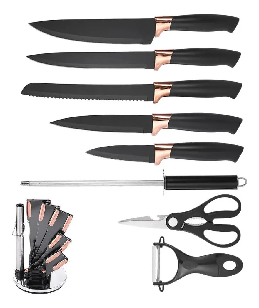 Set De Cuchillos Premium 9 Piezas Con Soporte Giratorio Liso - Imagen 21
