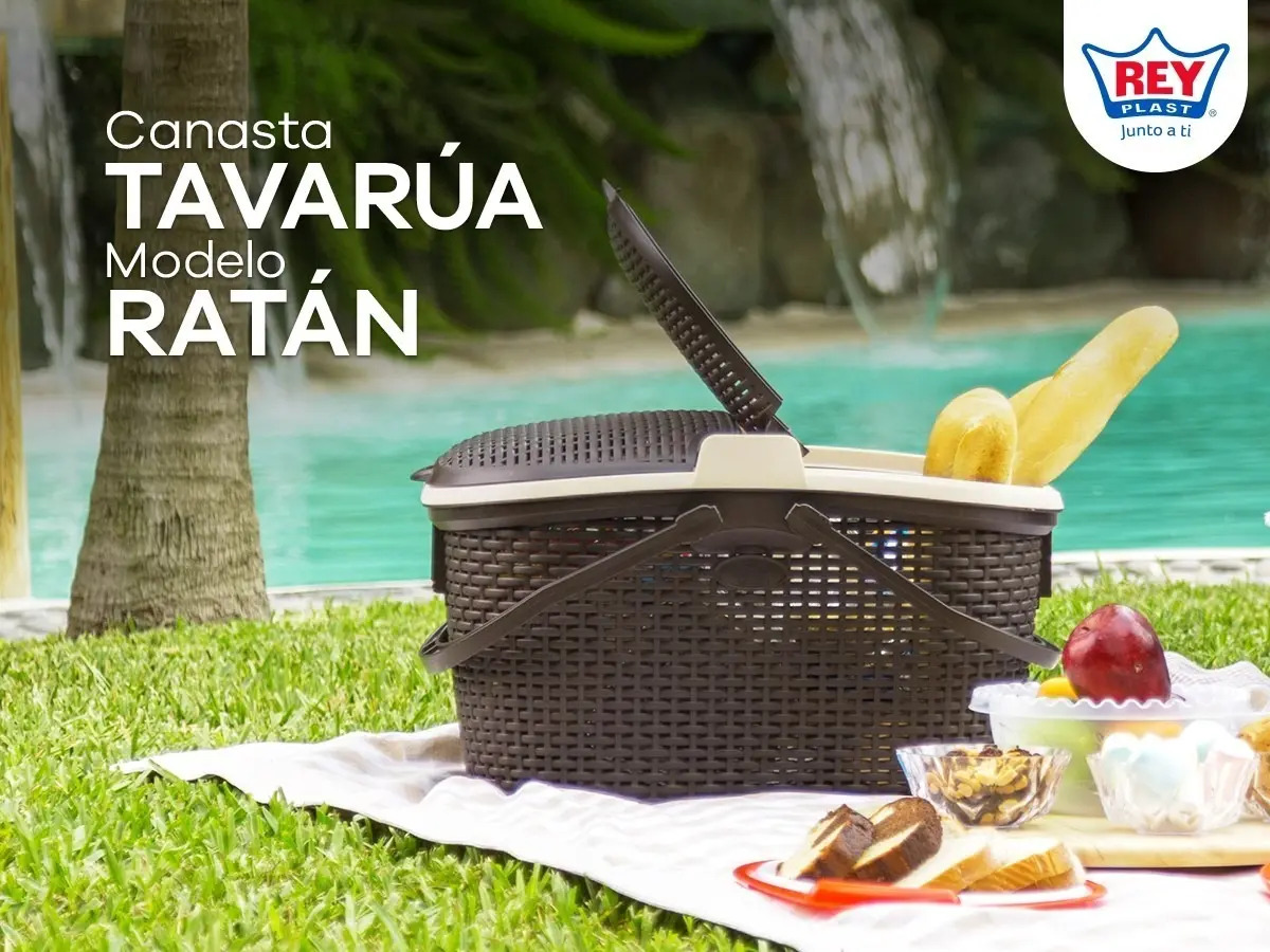 Canasta Moderno Cesto Ratan Para Alimentos Picnic Camping - Imagen 14