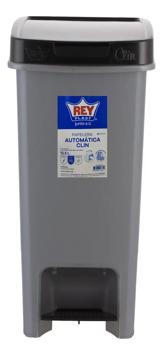 Basurero Antideslizante Con Pedal Modelo Clin 12.5 Litros