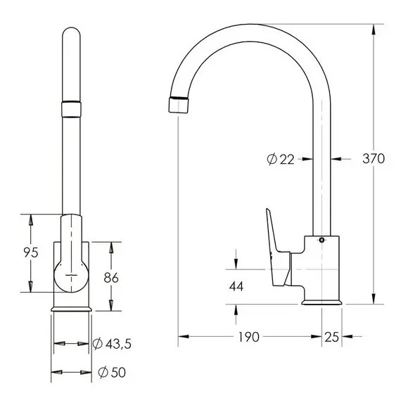 Monomando Grifo Llave Vertical Lavaplatos Fregadero Arezzo - Imagen 4