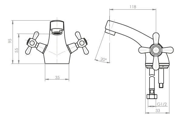Monoblock Llave Grifo Lavatorio Mossini Cruz Marca Stretto - Imagen 5