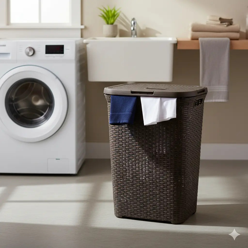 Cesto Canasto Para Ropa Ratan 60 Litros Con Tapa