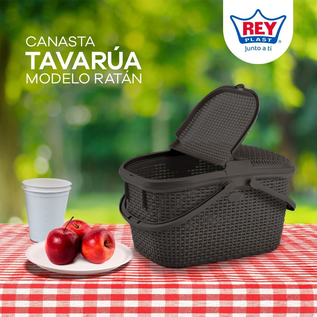 Canasta Moderno Cesto Ratan Para Alimentos Picnic Camping - Imagen 3