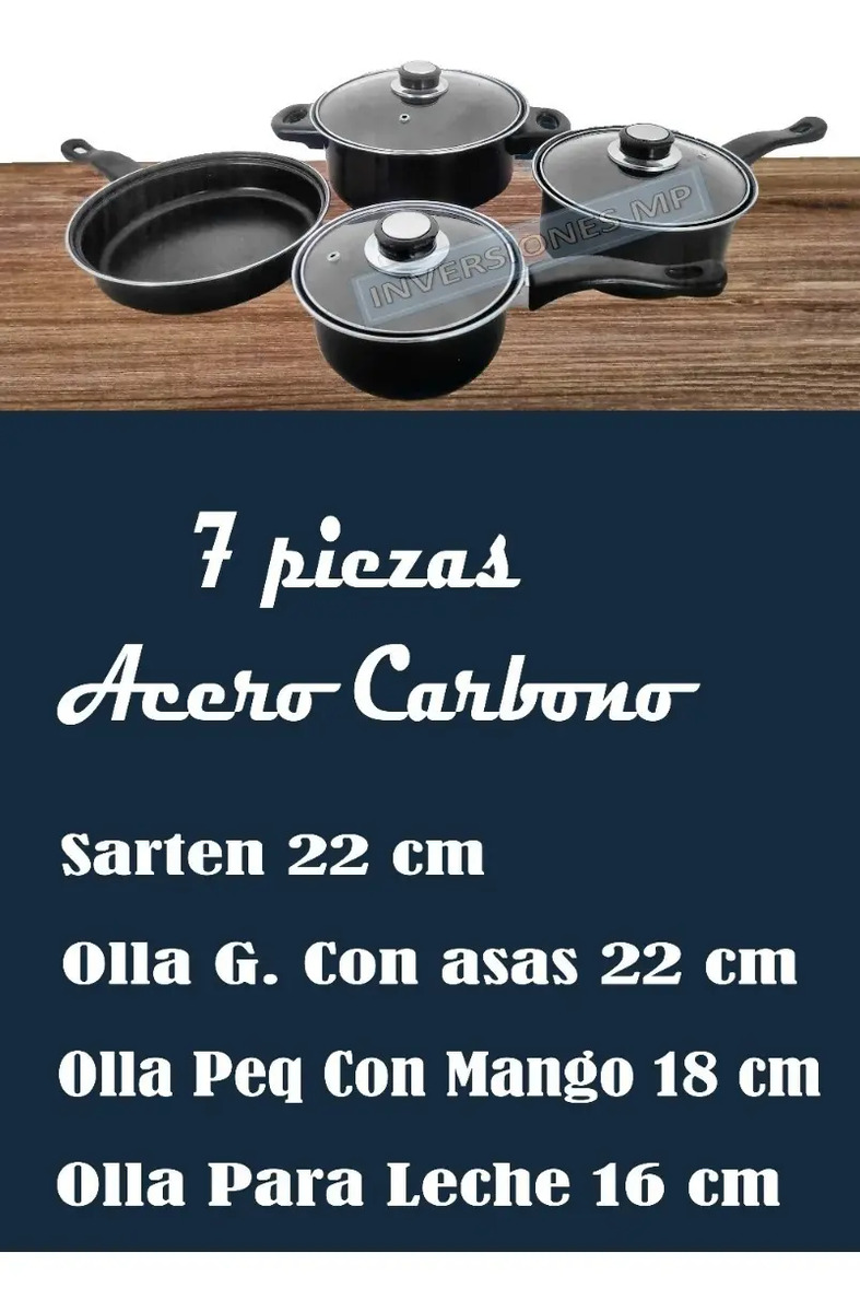 Juego Set Bateria De Cocina Antiadherentes 7 Piezas - Imagen 4