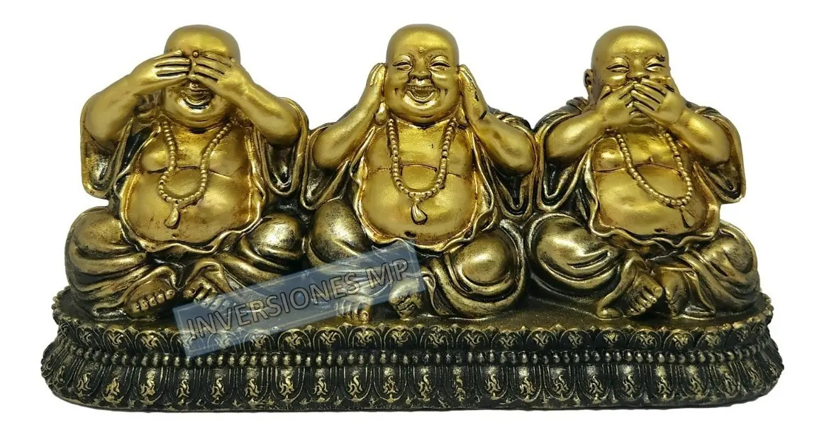 Buda Sabio Ciego Sordo Mudo 3 En 1 Feng Shui Suerte