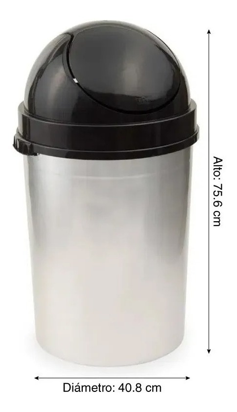 Basurero Papelero Vaiven Metalizado Modelo Cosmos 54.4l - Imagen 5