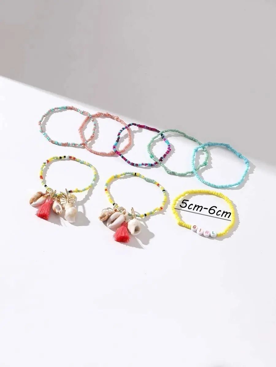 Pulsera Casual De Colores + Conchas + Dijes Set 7 Pieza Pnl - Imagen 5