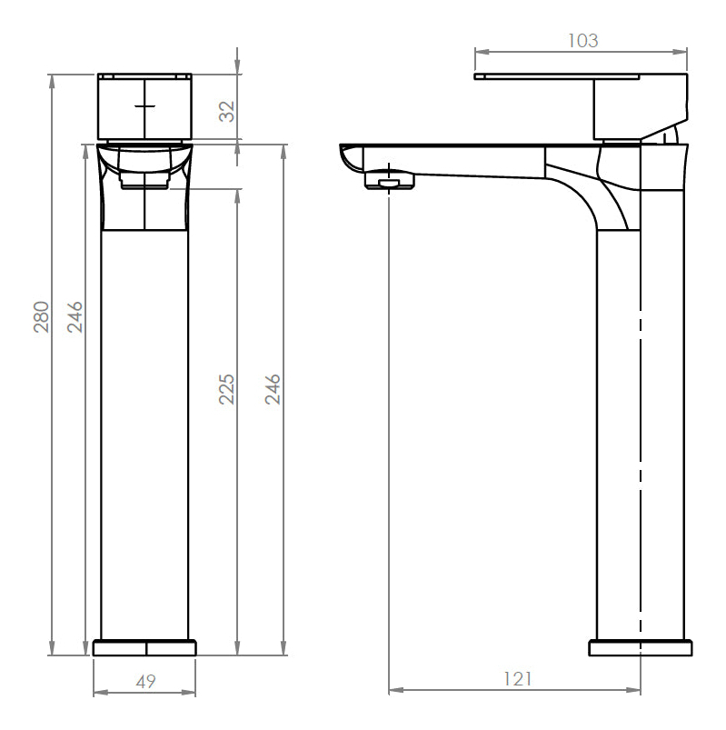 Monomando Lavatorio Llave Modelo Bruna Alto High Stretto - Imagen 9