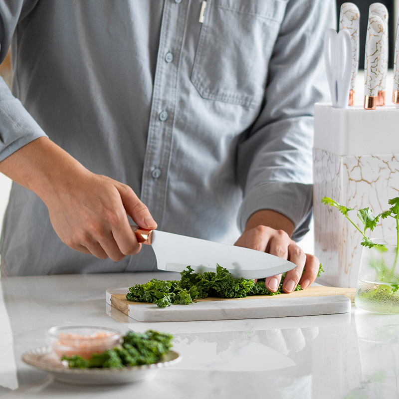 Set Cuchillos De Cocina 7 Piezas Con Bloque Diseño De Mármol - Imagen 11