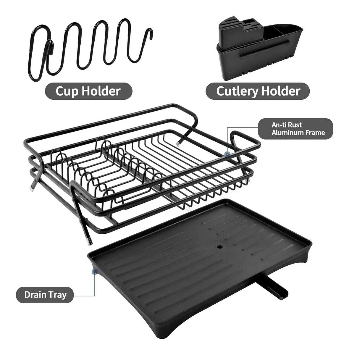Secador De Platos Platera Moderna De Aluminio Inoxidable - Imagen 6