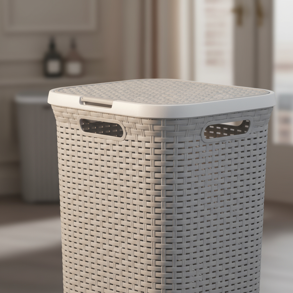 Cesto Canasto Para Ropa Ratan 60 Litros Con Tapa Reyplast - Imagen 7