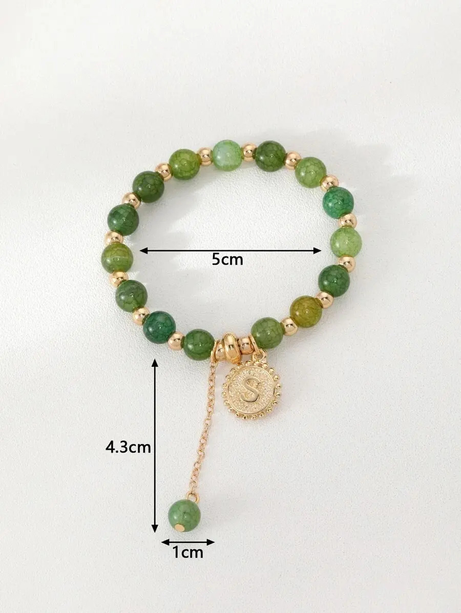 Pulsera Elegante Con Cuenca Circular Diseño De Vidrio Pnl - Imagen 4