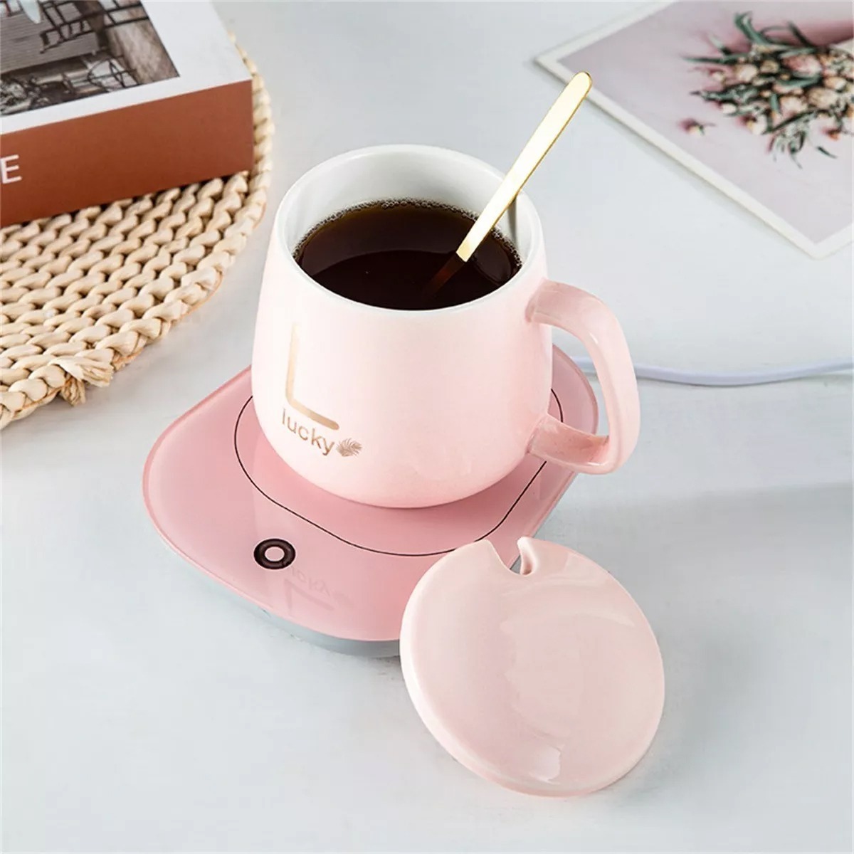 Taza Con Tapa Y Con Calentador Eléctrico Y Cuchara - Imagen 11