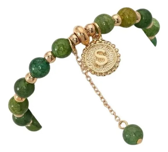 Pulsera Elegante Con Cuenca Circular Diseño De Vidrio Pnl - Imagen 3