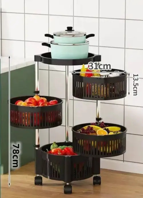 Carrito Organizador Verdulero Frutero Giratorio 4 Estantes - Imagen 10