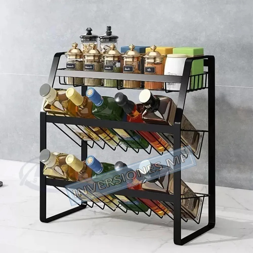 Organizador Rack De Cocina Especias Botellas 3 Niveles - Imagen 2