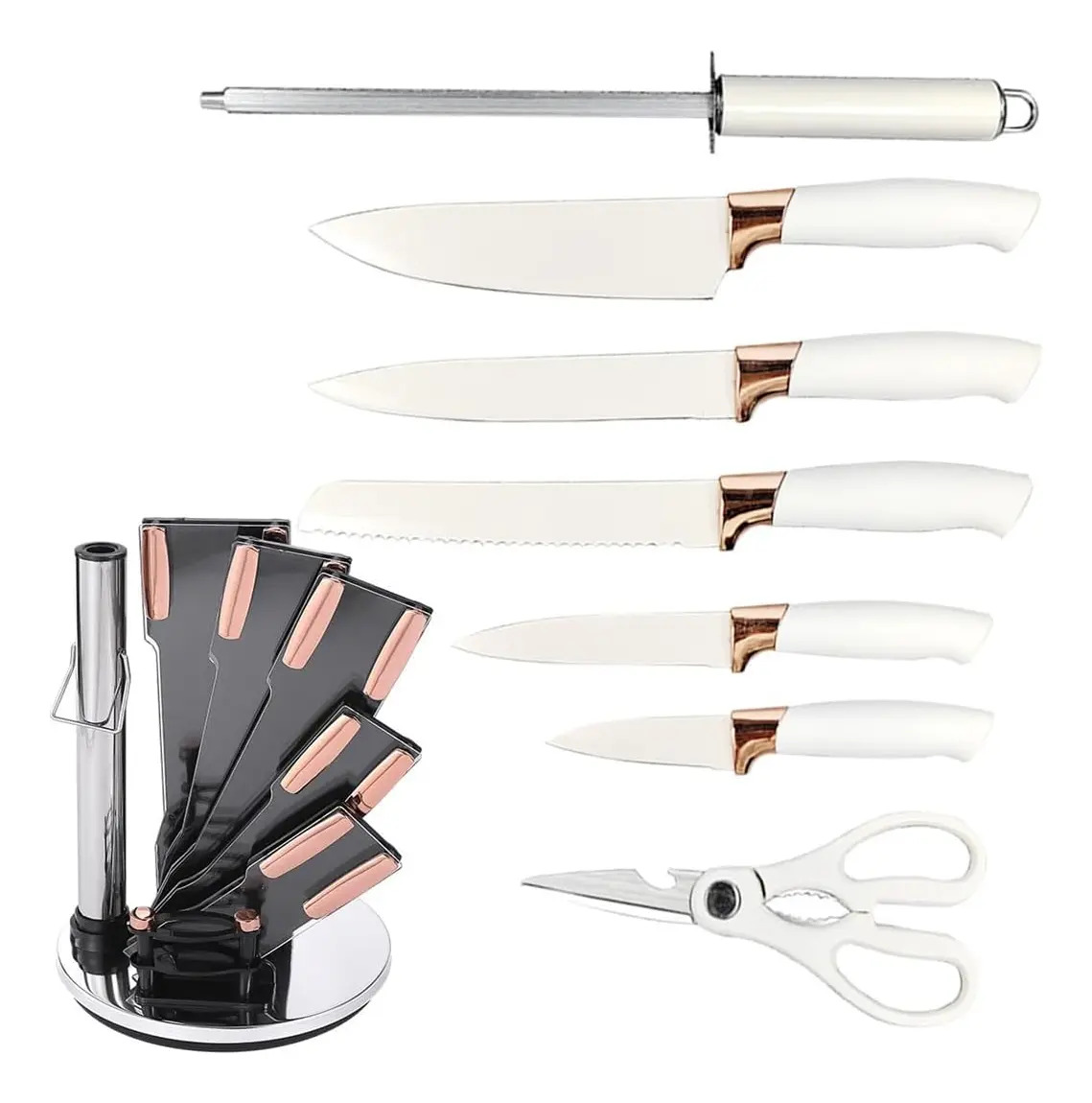 Set De Cuchillos Premium 9 Piezas Con Soporte Giratorio Liso - Imagen 15
