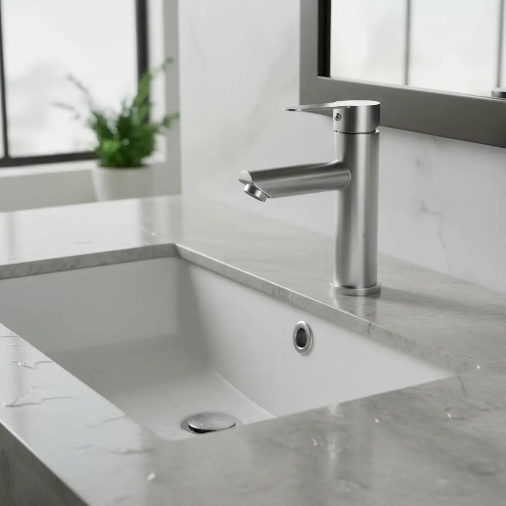 Monomando Lavatorio Lavamanos Modern Inox Plateado Taumm - Imagen 3