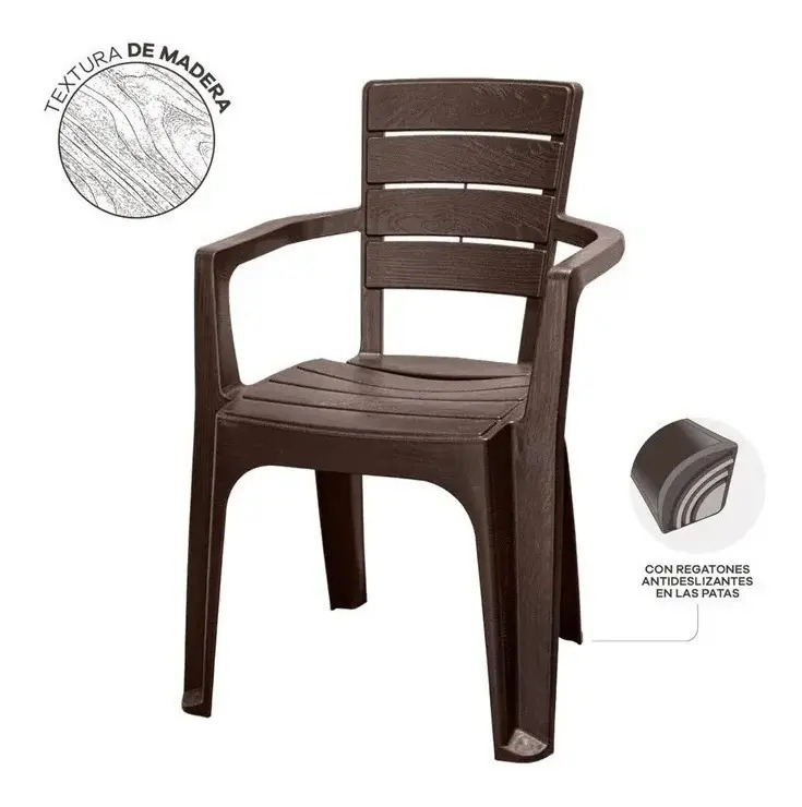 Silla Comedor/terraza/camping Rattan Con Apoyabrazos - Imagen 2